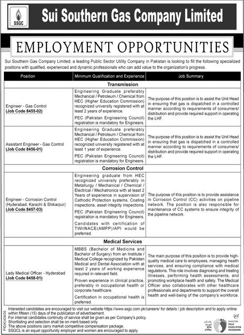 Jobs in Sui Southern Gas Company Limited